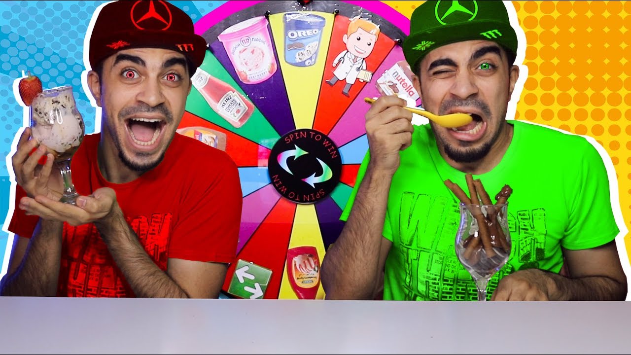 تحدي الايس كريم بعجلة الحظ الغامضة 🍦😋 MYSTERY WHEEL OF ICE CREAM SUNDAE CHALLENGE