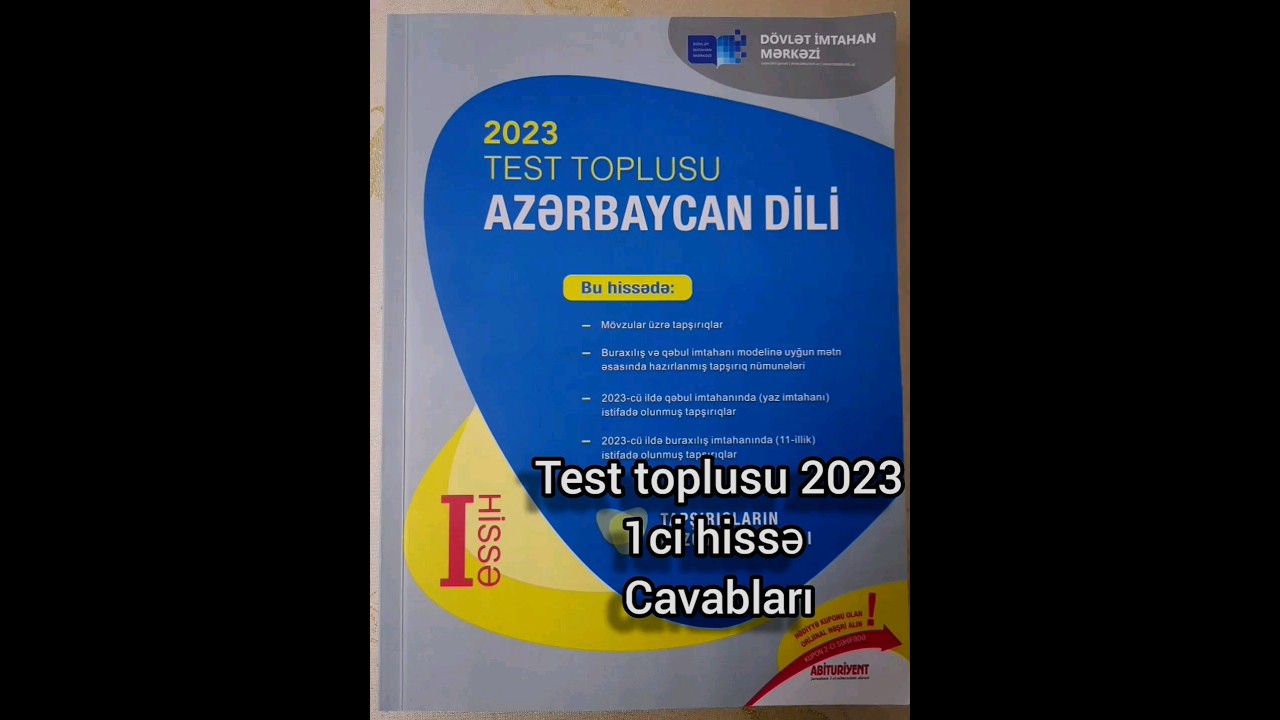 Azərbaycan dili Test Toplusu 2023 1ci hissə Cavabları