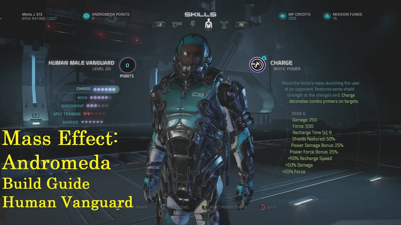 Human Vampire Vanguard GOLD Build Guide! Mass Effect Andromeda Multiplayer!