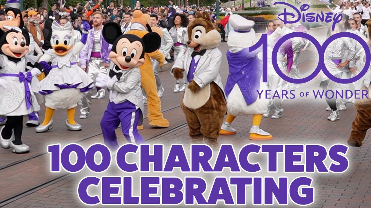 100 Disney Characters celebrating 1OO Years of Wonder in Disneyland Paris