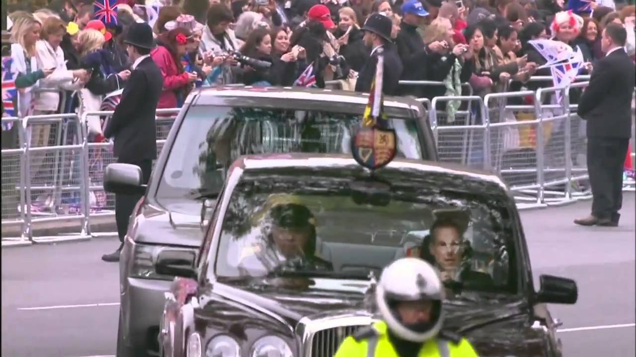The Queen and The Duke of Edinburgh travel from Buckingham Palace to Westminster Abbey