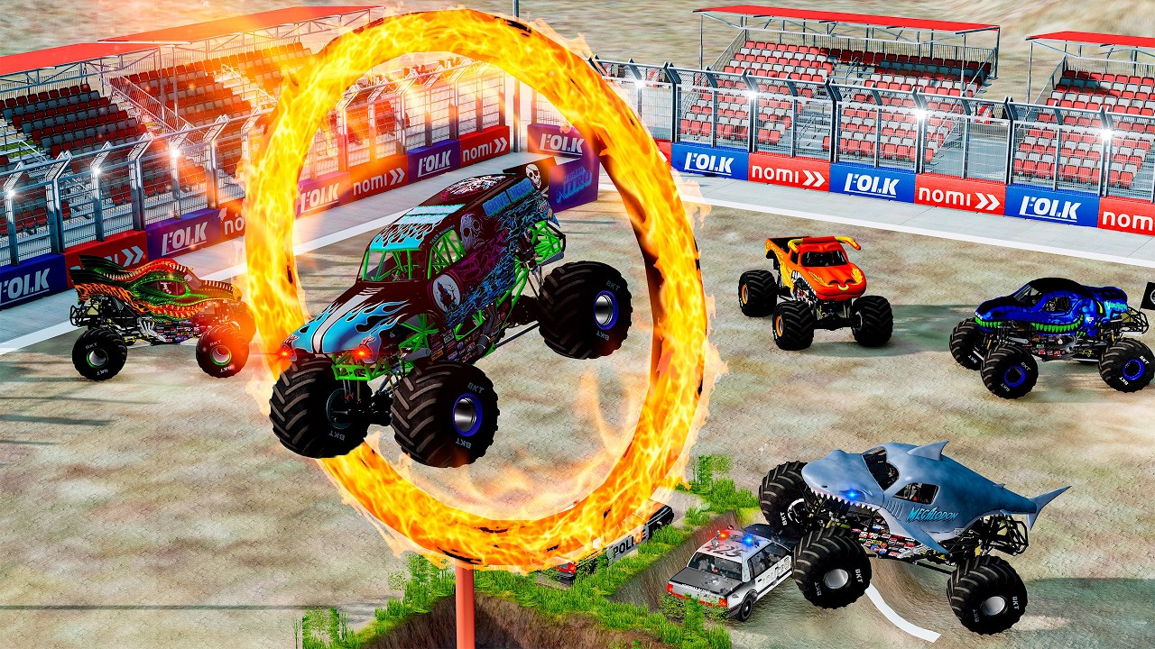 МОНСТР-ТРАКИ ПРОТИВ ПОЛИЦИИ — Эпический хаос в BeamNG.drive