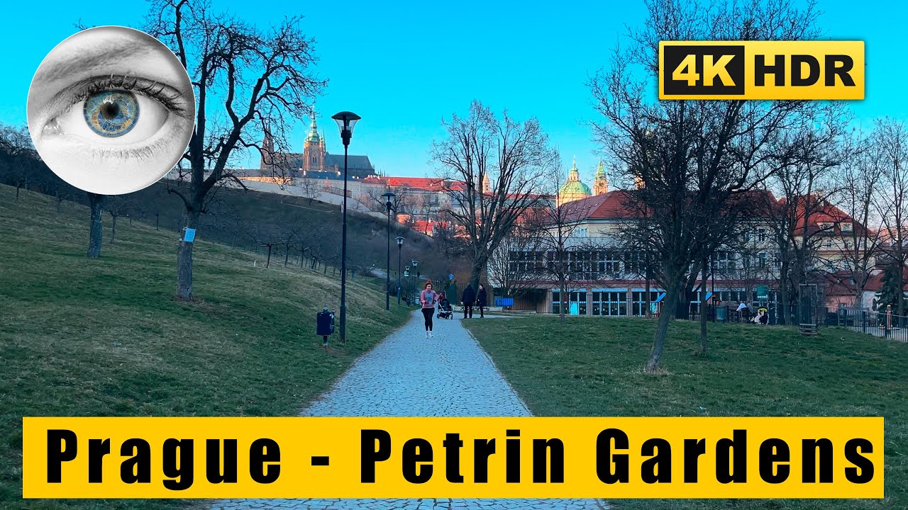 Prague walk 4k HDR: Legion Bridge, Petřín Gardens (Petřínské sady) Czech Republic 🇨🇿 ASMR