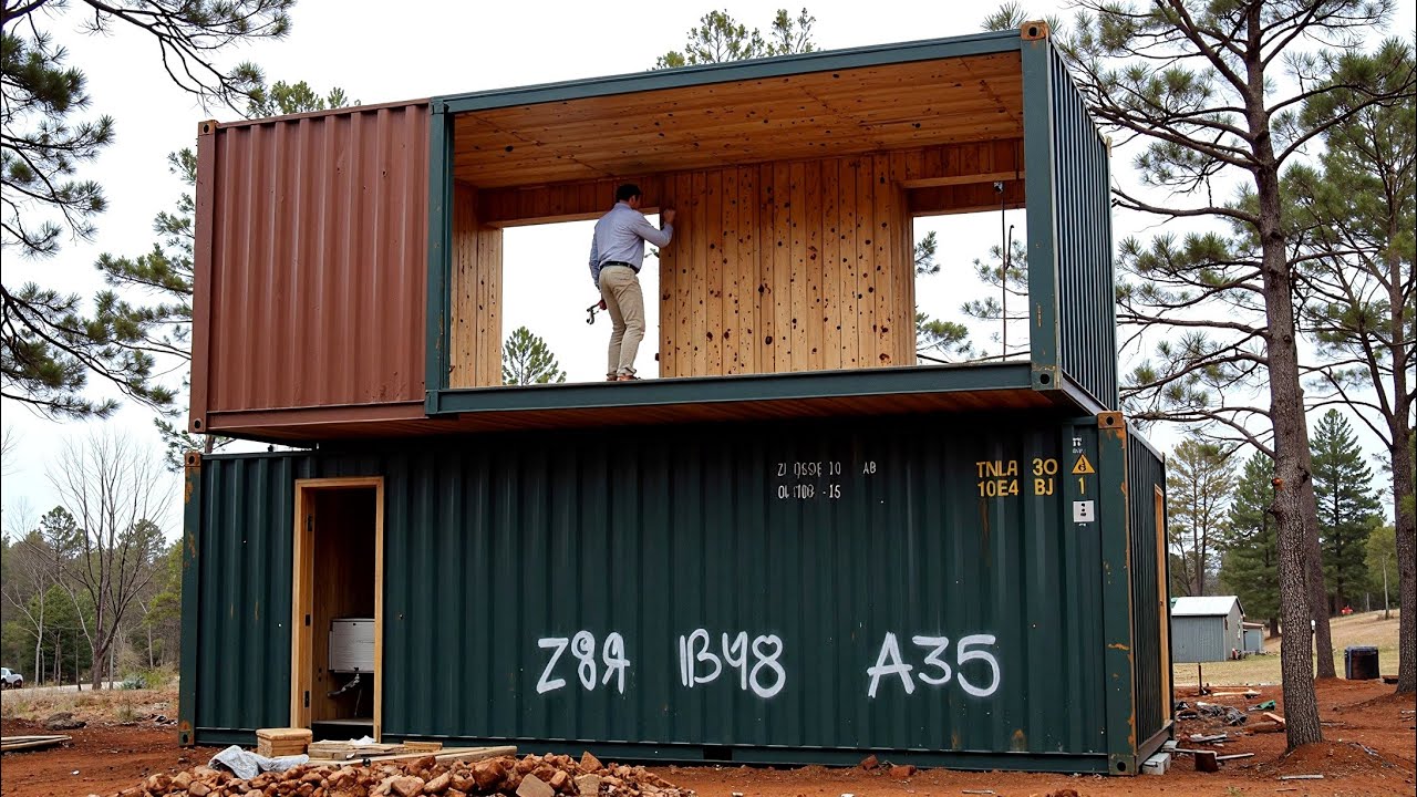 Man Builds His Dream Home From Shipping Containers l Full DIY Build 🤯✨(by @Fabricatusueno)