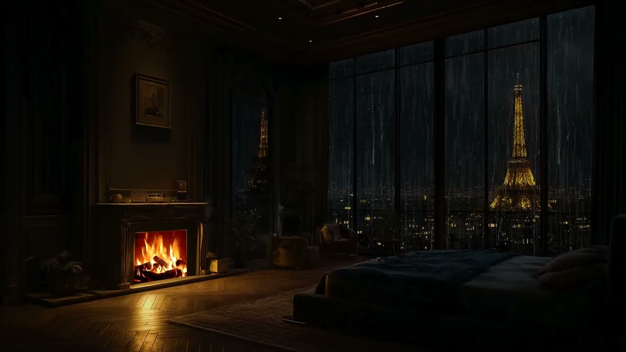 (No Ads)🌧️Relaxing Rain in Manhattan High-Rise Apartment with City Lights for Sleep & Calm