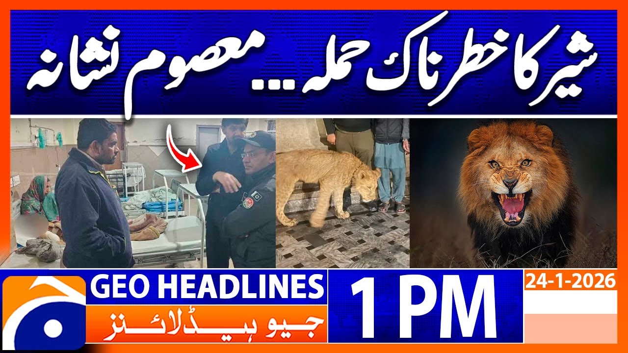 8-year-old boy injured in lion attack in Lahore's Sabzazar | Headlines Geo News 1PM | 24 Jan 2026