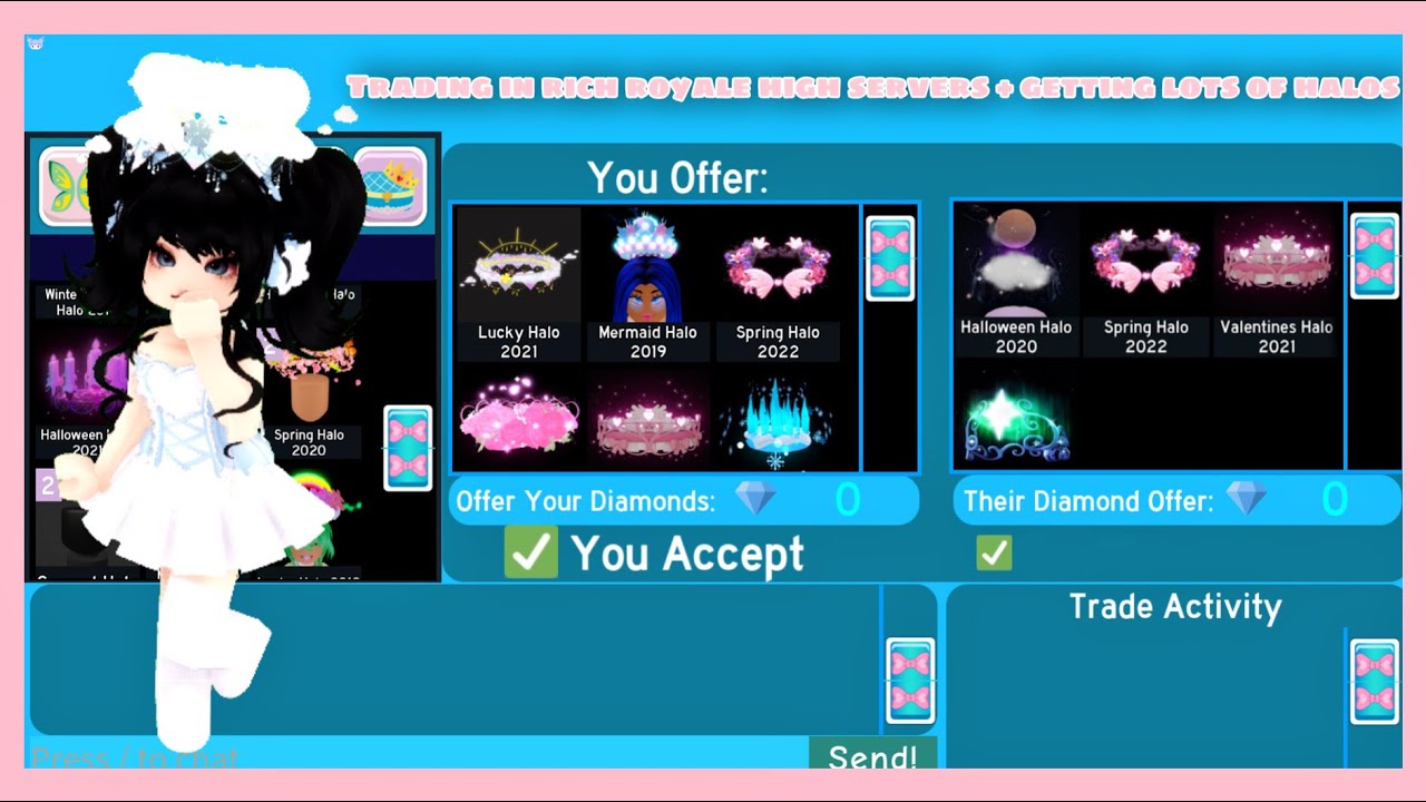 Trading in rich royale high servers + getting lots of halos (Royale High Roblox)