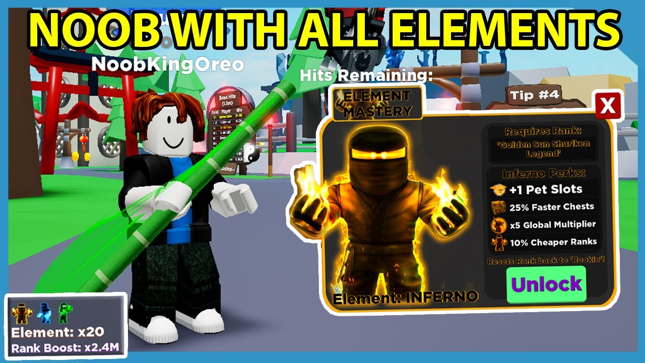 Noob With Every Element Mastery In Roblox Ninja Legends