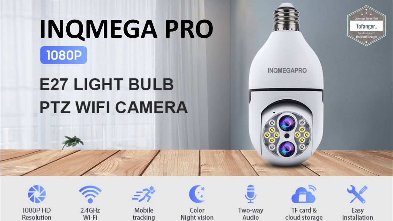 Камера INQMEGAPRO Bulb Camera - Камера видеонаблюдения WiFi - Приложение IPC360 Home - Android и iOS