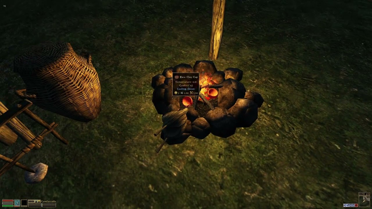Ashfall Pottery: Glowing and cracked clay, bellows animations