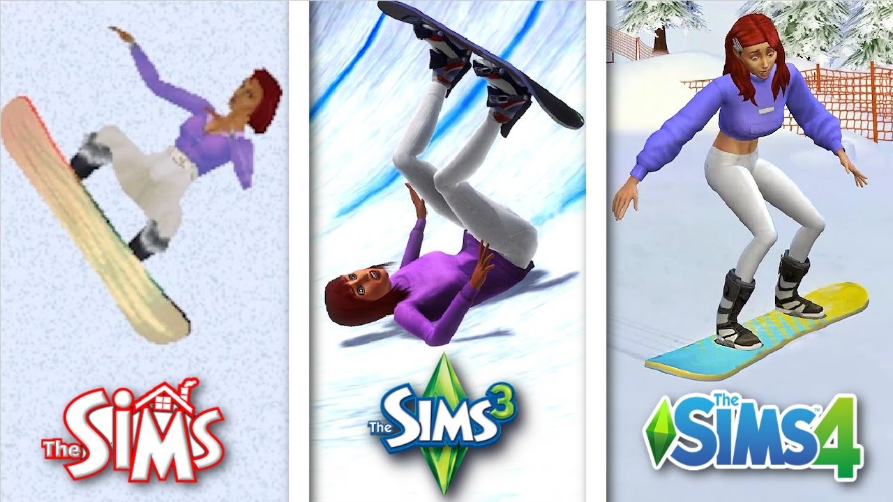 Sims 1 vs Sims 3 vs Sims 4 - Snowboarding
