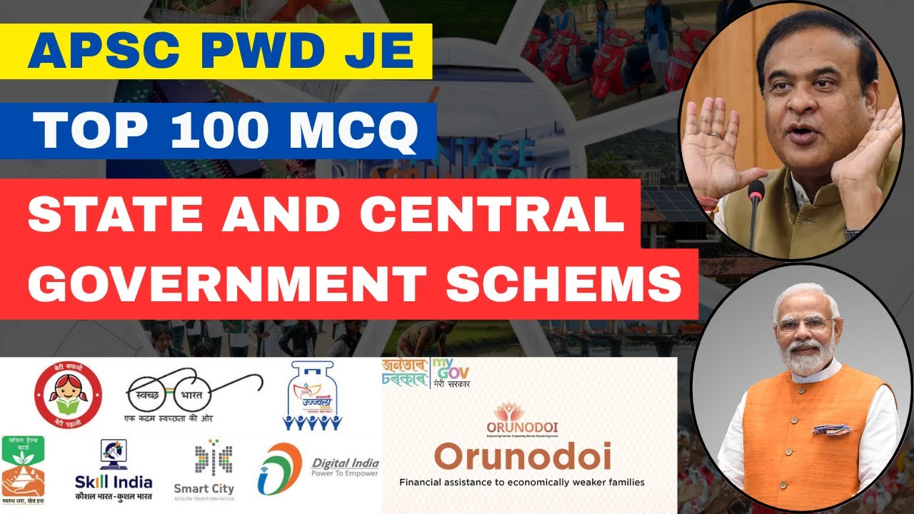 APSC PWD JE  | Government Schemes and Current Affairs | TOP 100 MCQ |