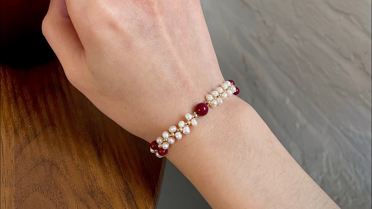 Tutorial pearls and cinnabar woven bracelet#braceletlover #bracelet #handmadebracelet #tutorial #diy