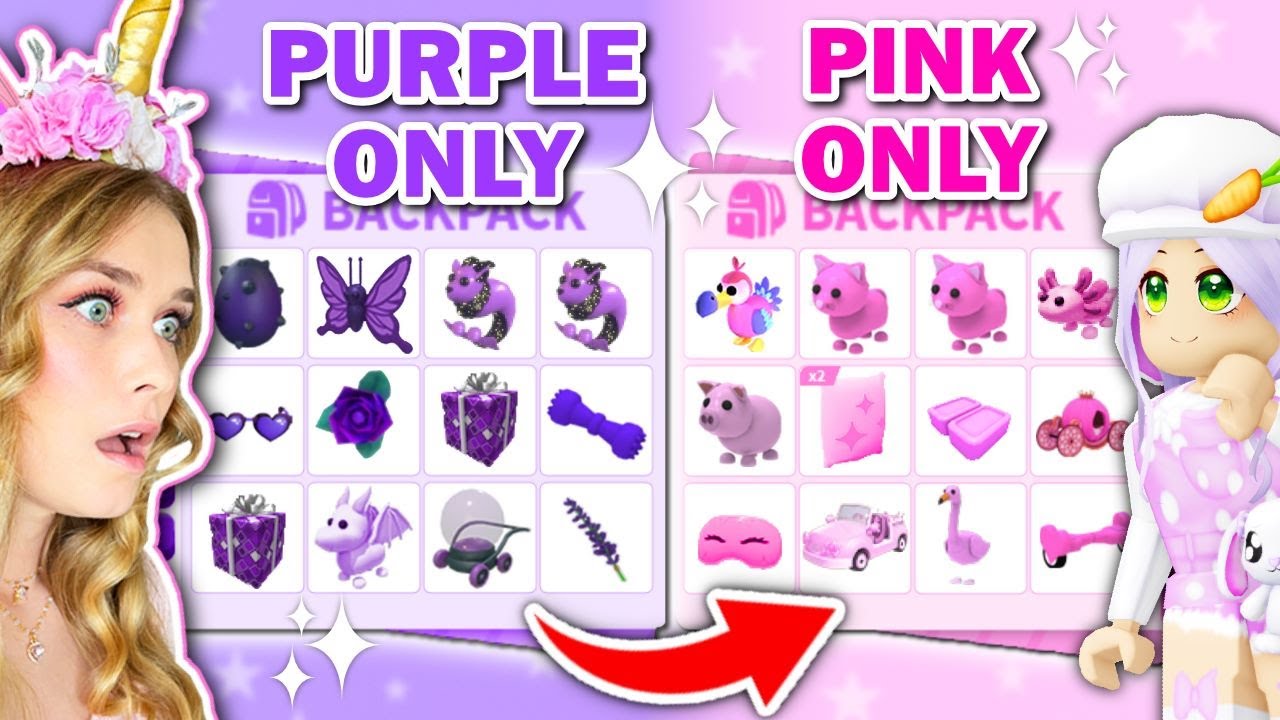 PINK vs PURPLE Inventory Only Challenge In Adopt Me! (Roblox)
