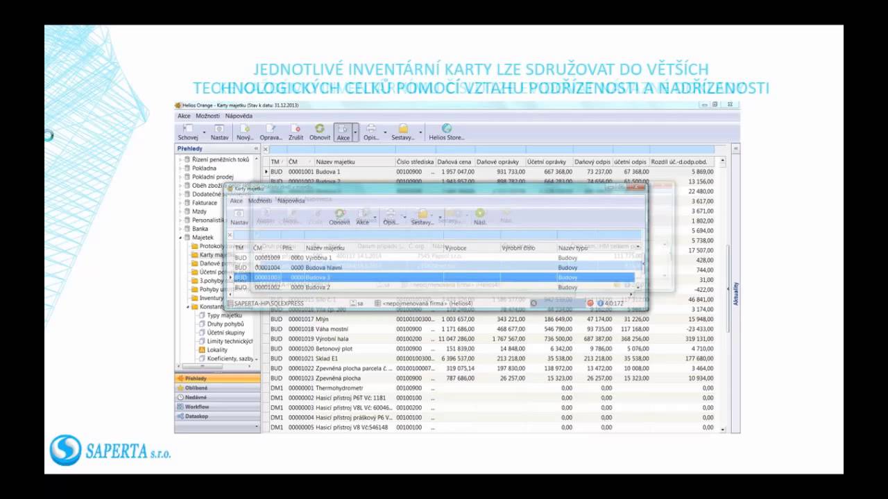 Evidence majetku v IS Helios Orange - Saperta partner