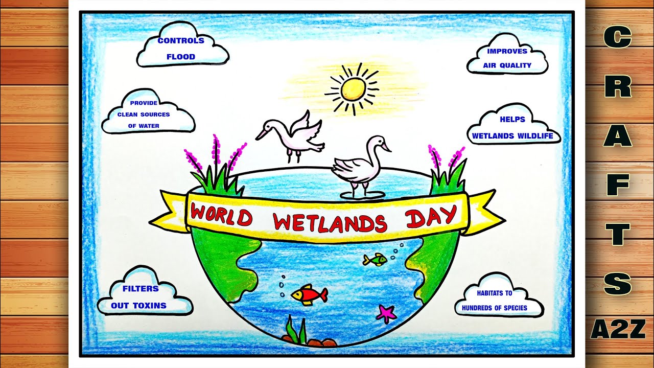 World Wetlands Day Easy Drawing | World Wetlands Day Poster | World Wetlands Day Poster Drawing