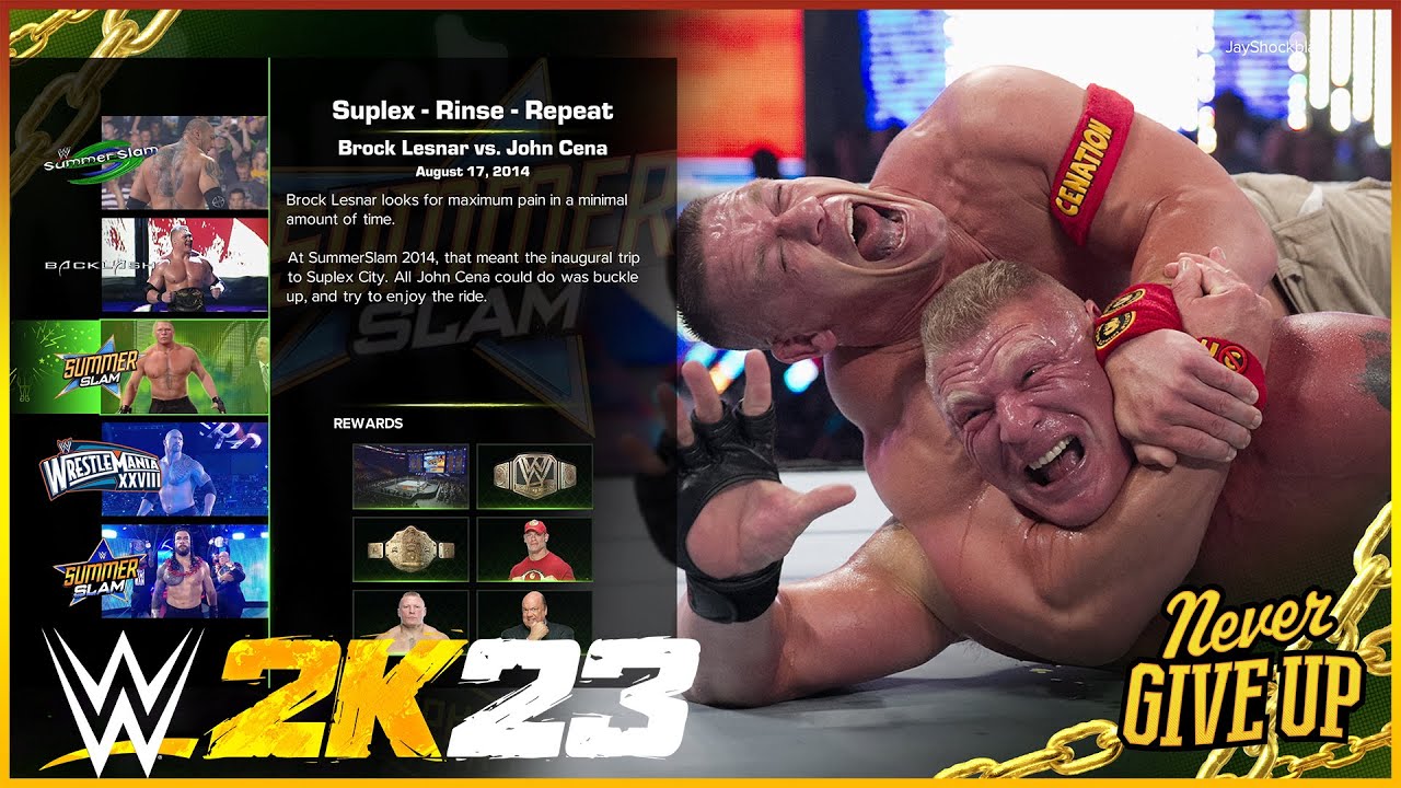 WWE 2K23 Showcase Suplex - Rinse - Repeat Brock Lesnar vs John Cena (100% Completion)