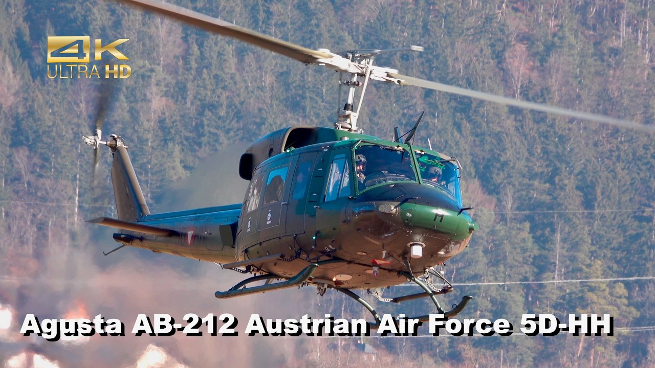 Agusta AB-212 from the Austrian Air Force 5D-HH arrival at Aigen Airbase LOXA #military #helicopter