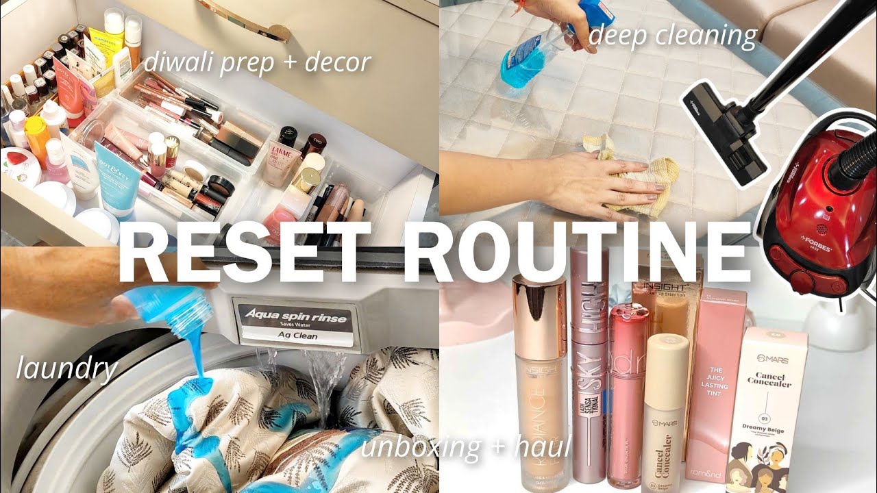 RESET ROUTINE 🫧✨ diwali prep, deep clean, unboxing, makeup haul, clean with me.