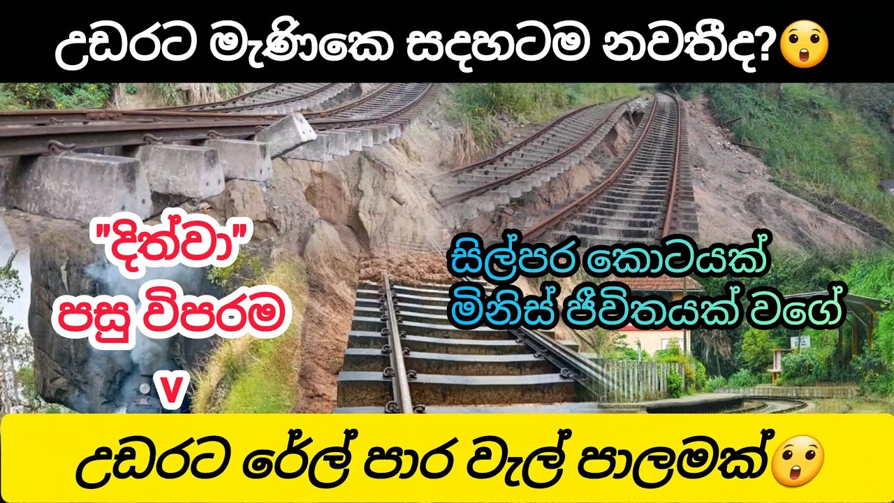 උඩරට රේල් පාර එල්ලෙන වැල් පාලමක්😲 || ආයෙ නුවර කවදා යයිද  #nature #ditwahcyclone 