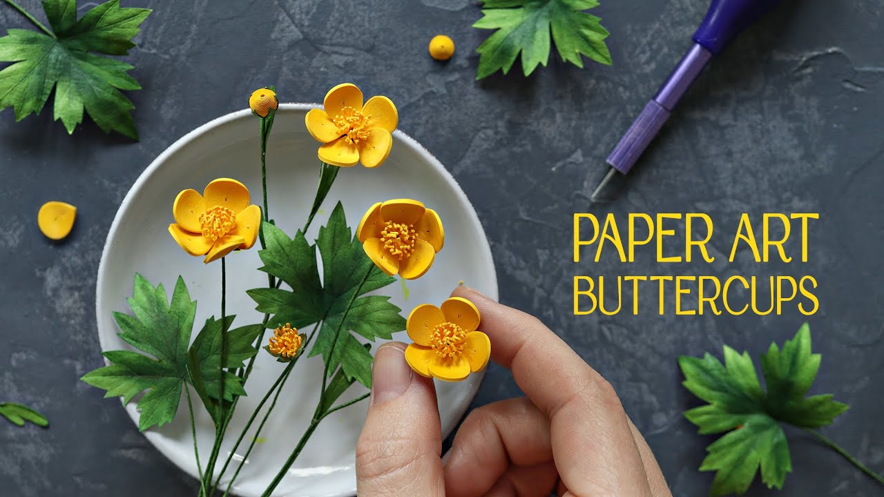 Tiny Paper Buttercup Ranunculus 🌼🌿 Relaxing Art Process