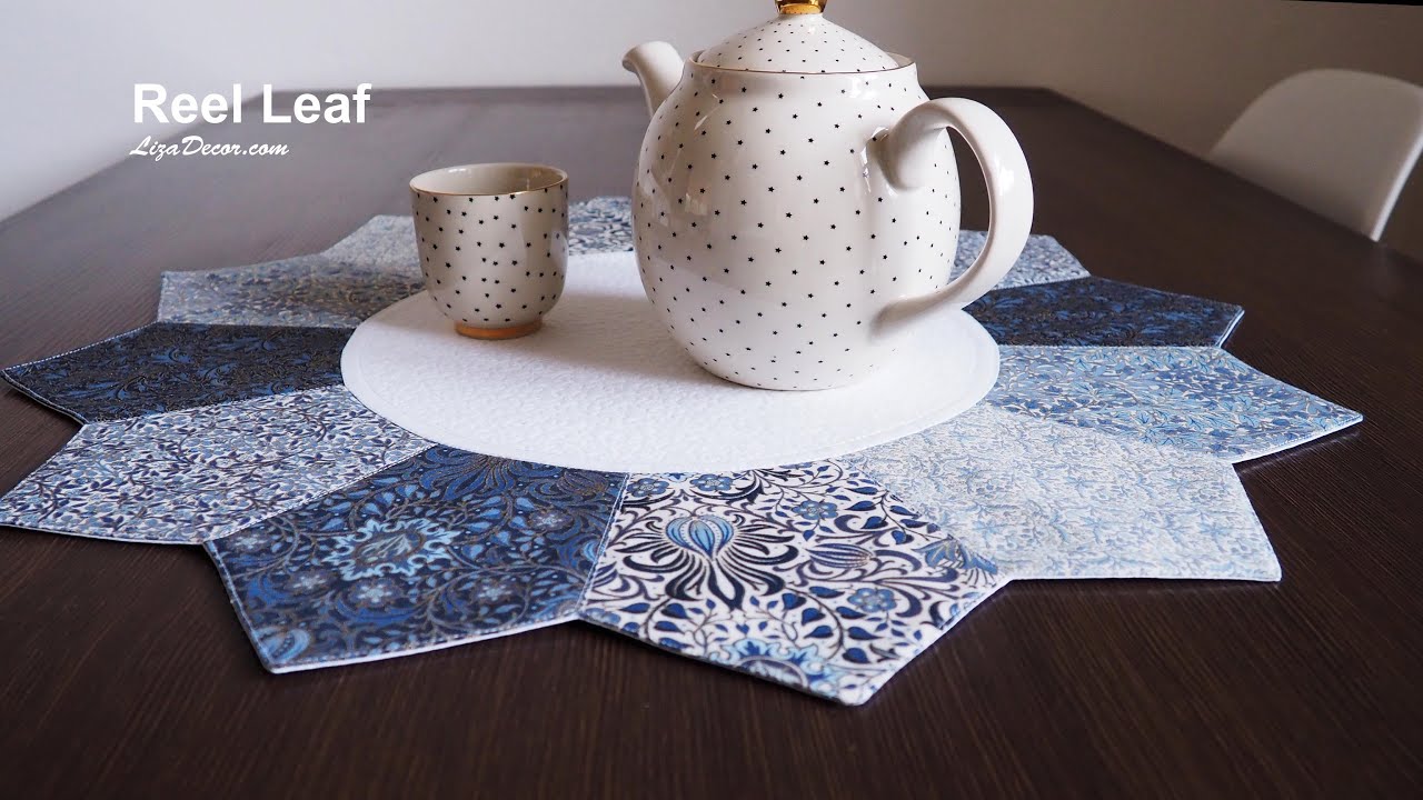 Round placemat. Sewing curves. Reel Leaf Templates #lizadecor 24inch (60cm)