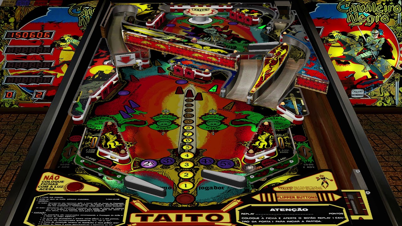 Fliperama #4 - Taito Cavaleiro Negro (1980) - Visual Pinball Emulador de Máquina de Anos 80