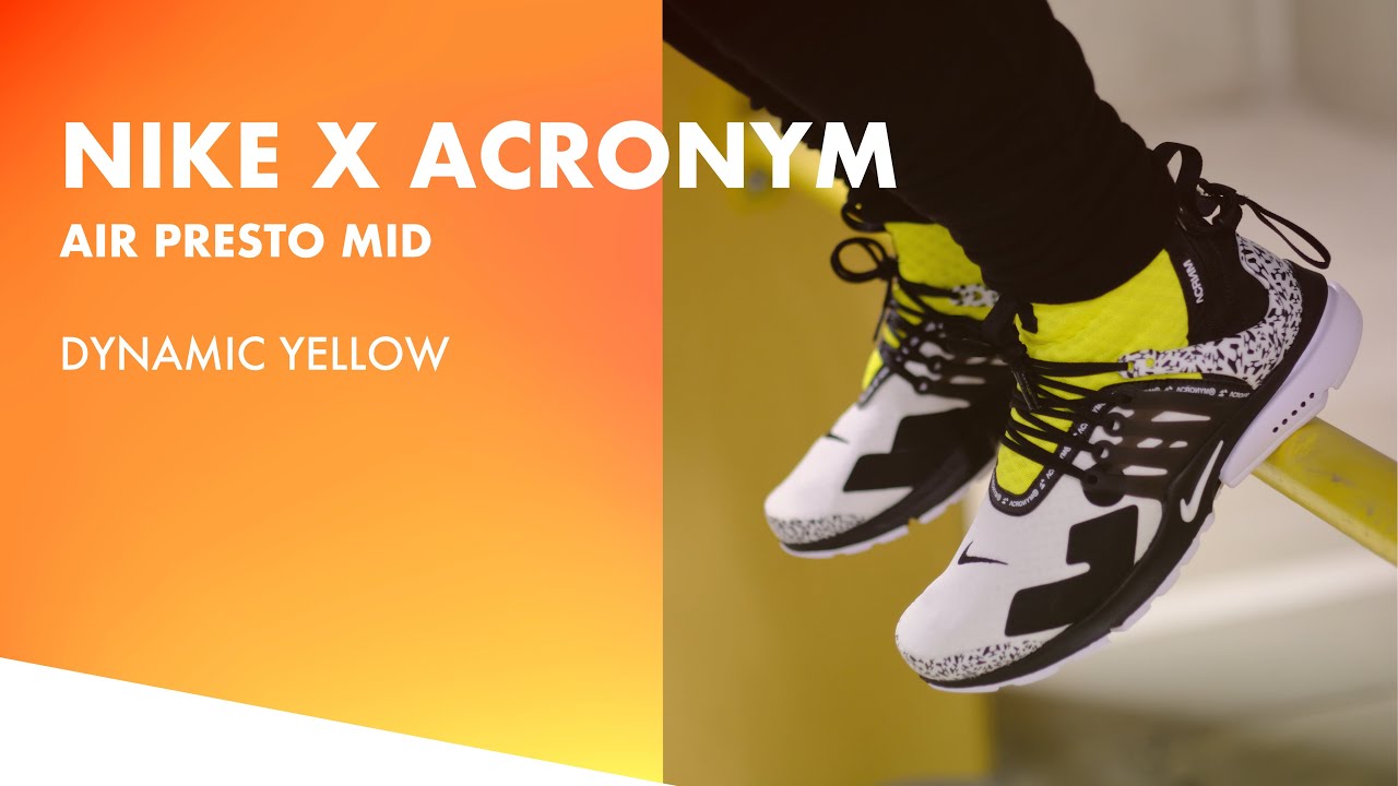 The perfect #techwear sneakers - Nike x #Acronym Air #Presto Mid Dynamic Yellow [Details/On-feet]