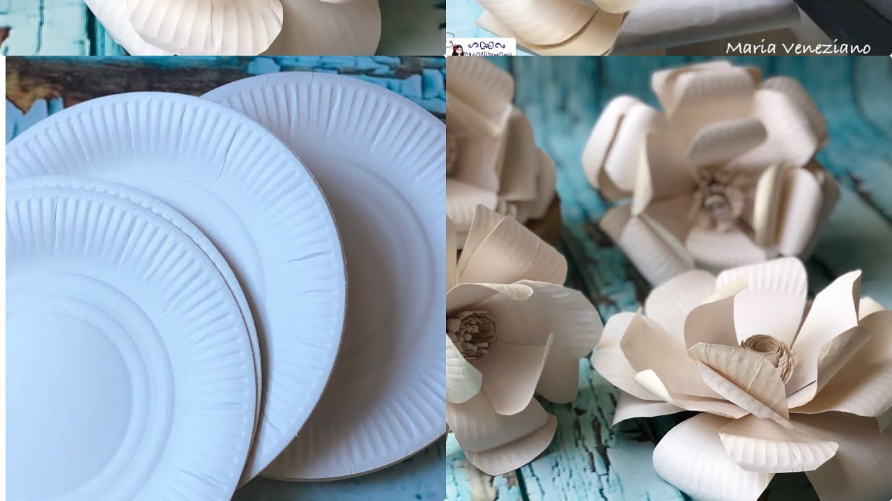 Easy DIY How to make flowers with paper plates tutorial facilissimo come realizzare fiori con piatti