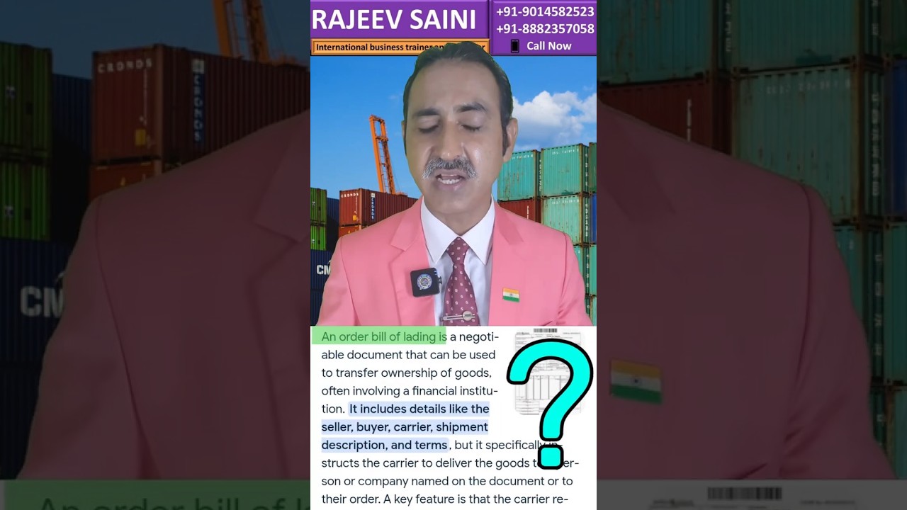 Work with order bill of lading  I Bill Of Lading Explained In Hindi #export #shorts #ytshorts