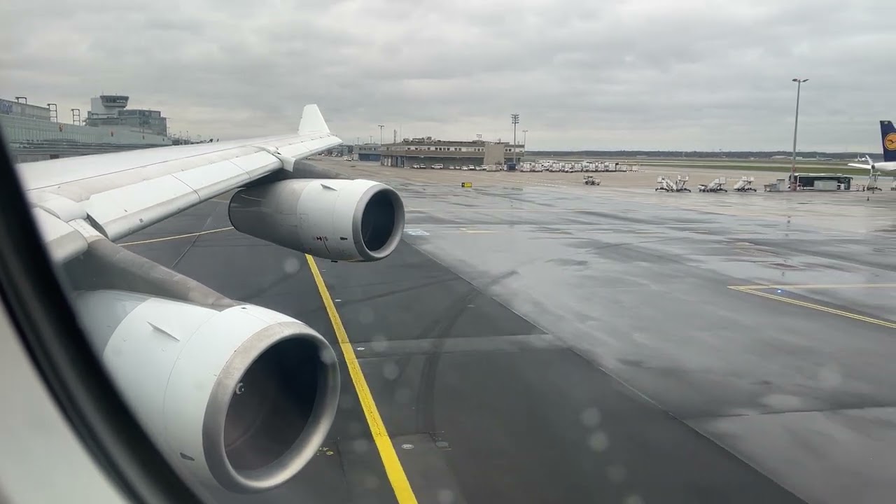 D-AIFD,A340-300,Lufthansa.Push back,Start up and Take off from FRA to BOS. #lufthansa #frankfurt