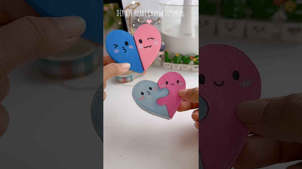 DIY BFF Heart Charm Tutorial 💗#shorts #art #diy #craft #muktaartandcraft #youtubeshortsviral