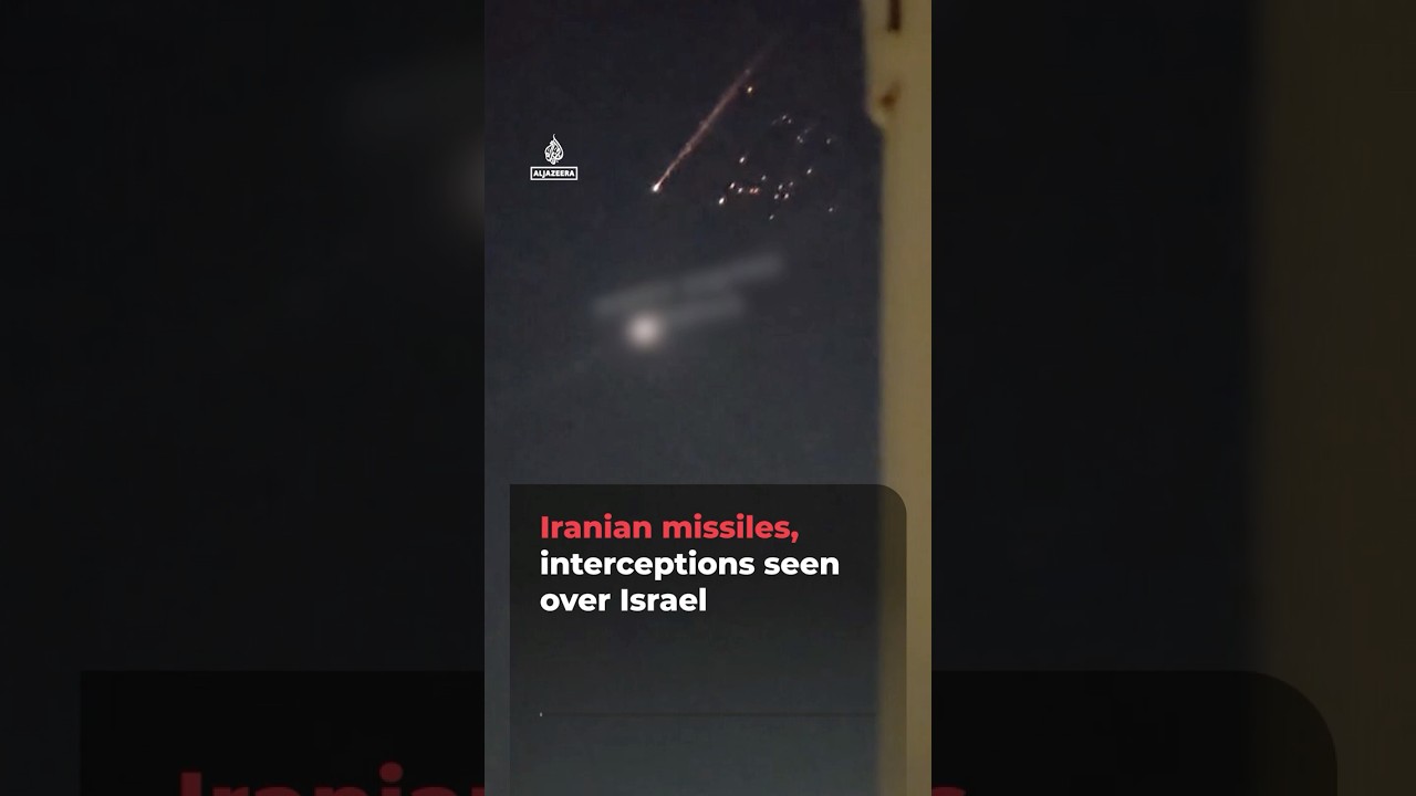 Iranian missiles, interceptions seen over Israel | AJ #shorts