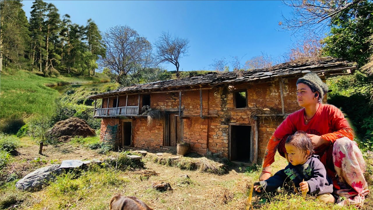 Village lifestyle, rainy day in beautiful hill village, peaceful nature and green env
