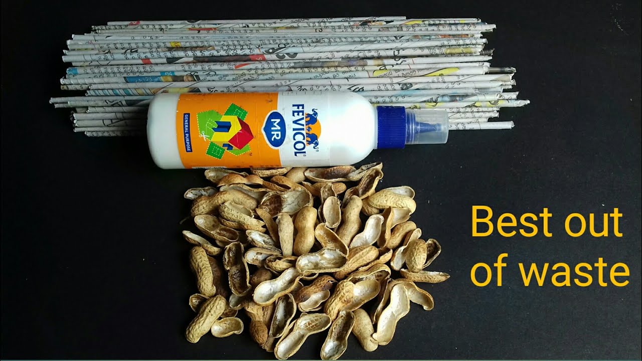 Best out of waste peanut shells and newspaper craft // DIY wall hanging craft idea