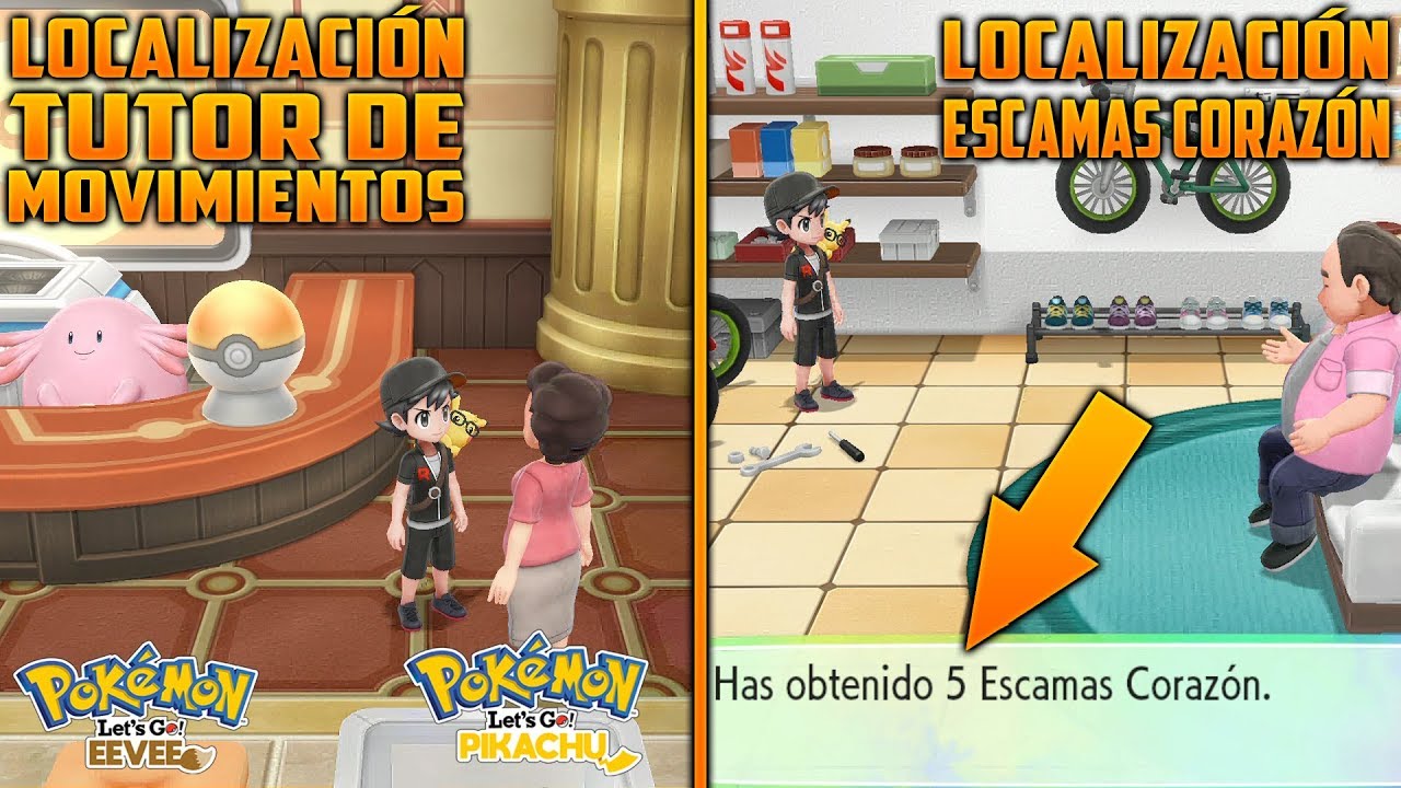 Localización TUTOR DE MOVIMIENTOS 💃 y ESCAMAS CORAZÓN | Pokémon Let's Go Eevee & Pikachu