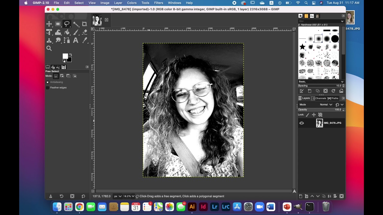 How to create a black and white stencil in GIMP
