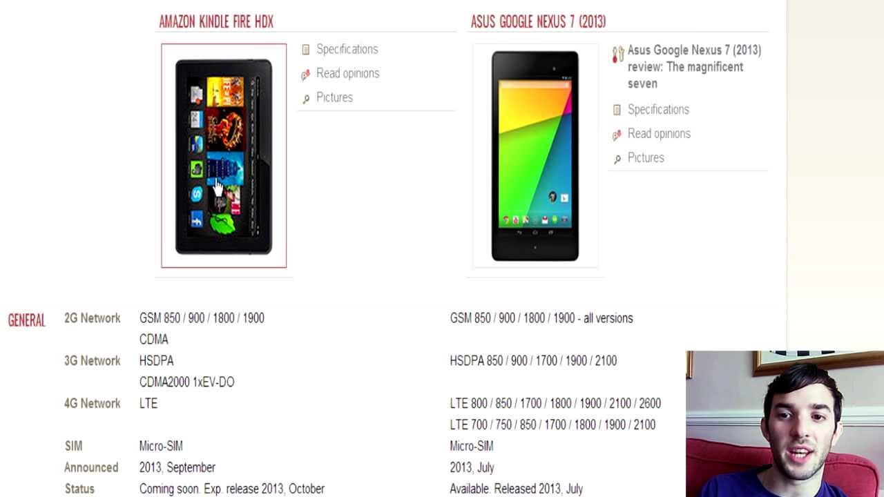 Amazon Kindle HDX (7 inch) vs. Google Nexus 7 (2013) - Specs