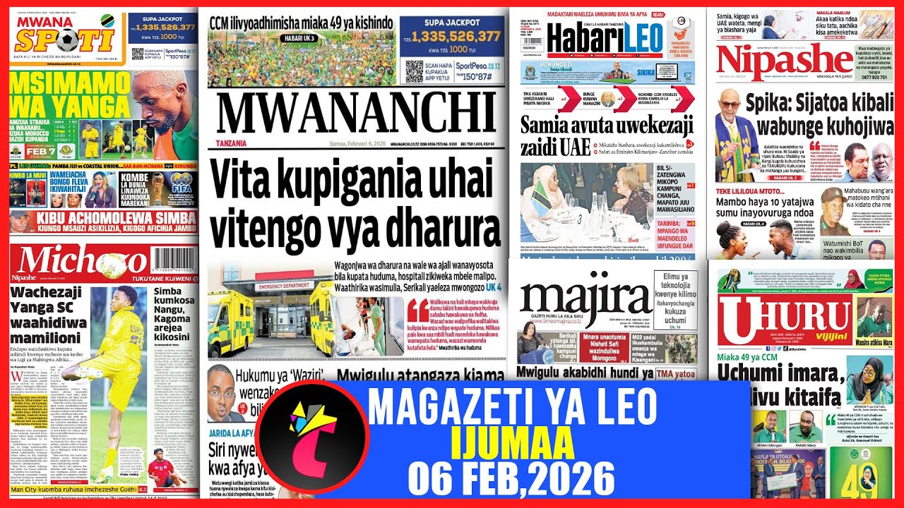 Magazeti ya leo IJUMAA 6/2/26,SPIKA ATOA KIBALI WABUNGE KUHOJIWA,WACHEZAJI YANGA WAAHIDIWA MAMILIONI