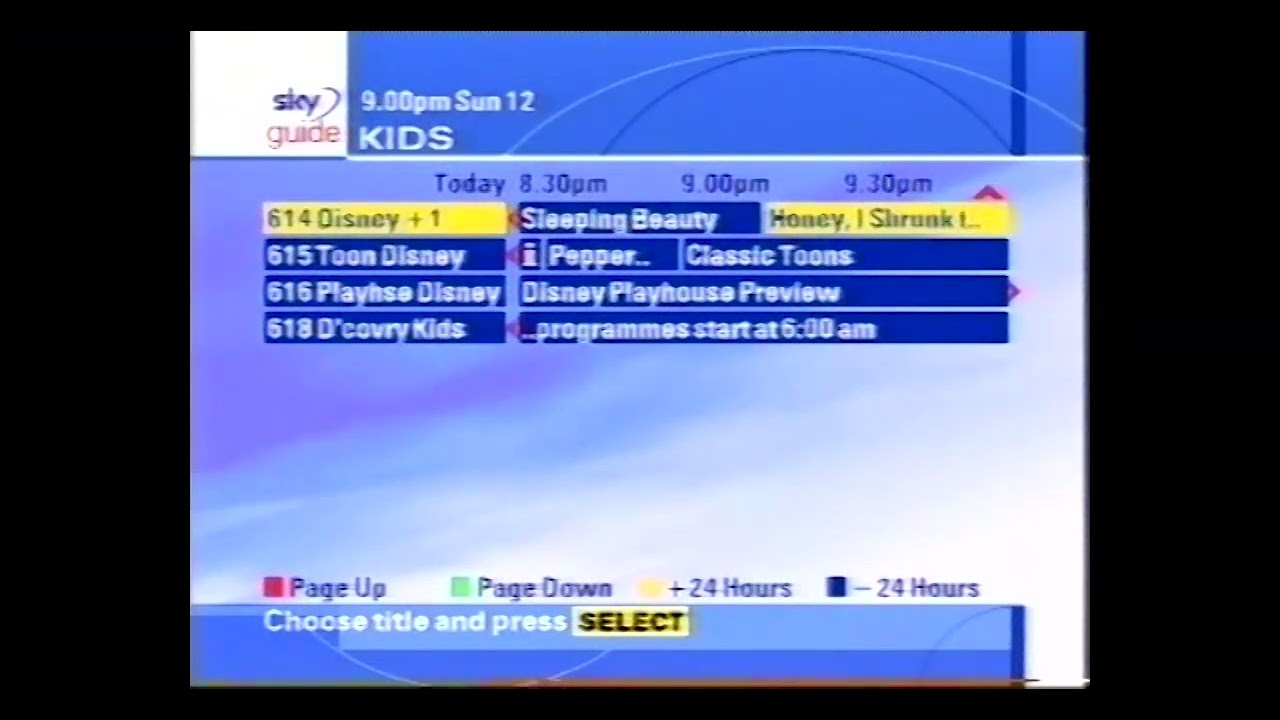 Sky Digital EPG - 12th November 2000