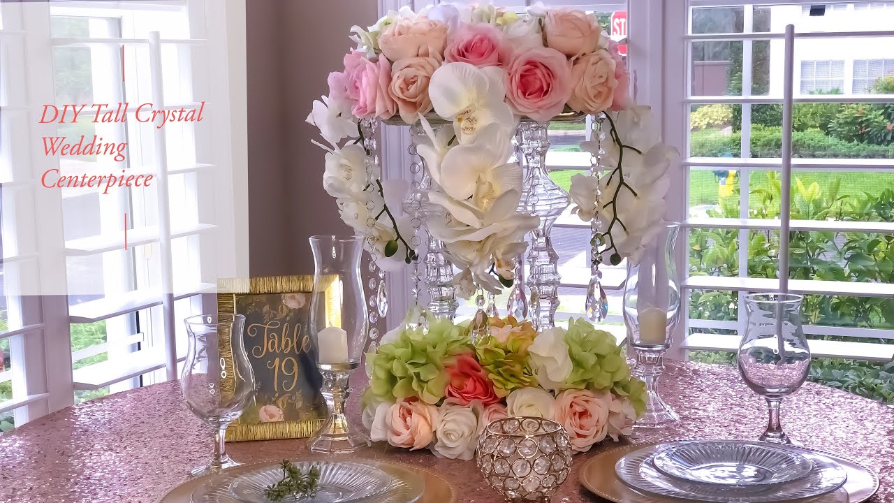 DIY Tall Tower Crystal Wedding Centerpiece| Dollar Tree