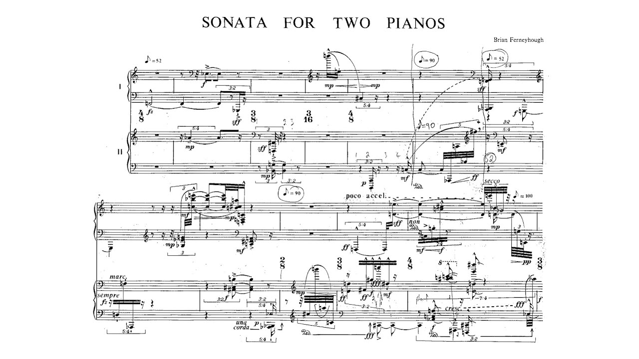 Brian Ferneyhough - Sonata for 2 Pianos (Audio + Score)