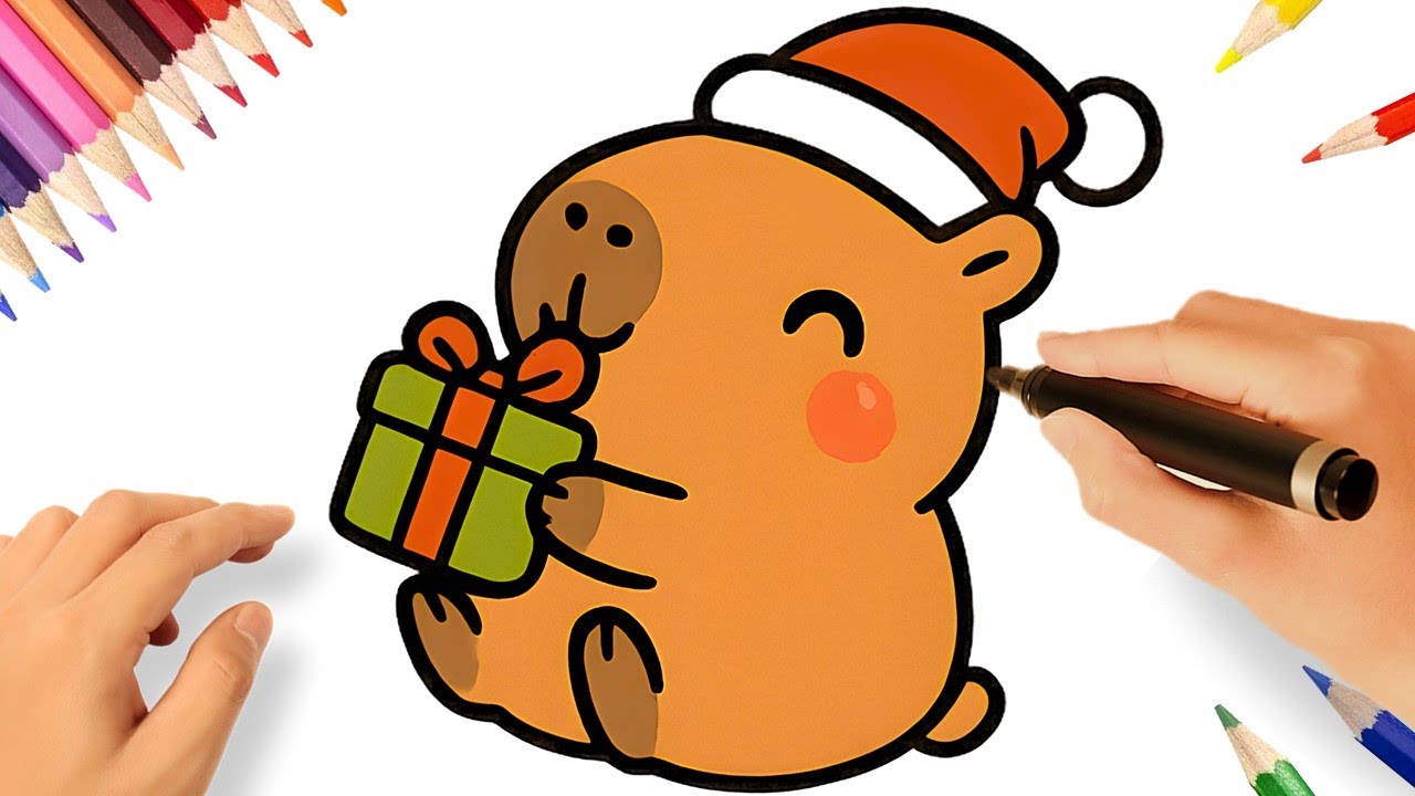 C&Oacute;MO DIBUJAR UN CARPINCHO KAWAII F&Aacute;CIL | CAPIBARA ❣️🎅🎁