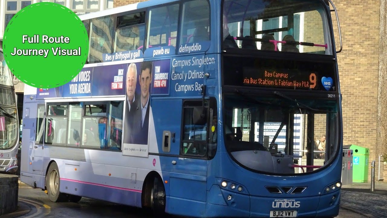 First Cymru Swansea 9 Full Route Journey Visual- Bay Campus to Singleton Campus | BJ12VWT 36211