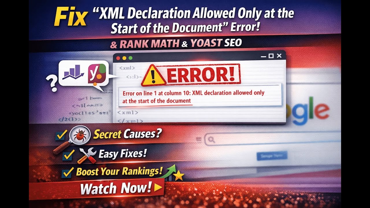 Fix “XML Declaration Allowed Only at the Start of the Document” Error Rank Math & Yoast