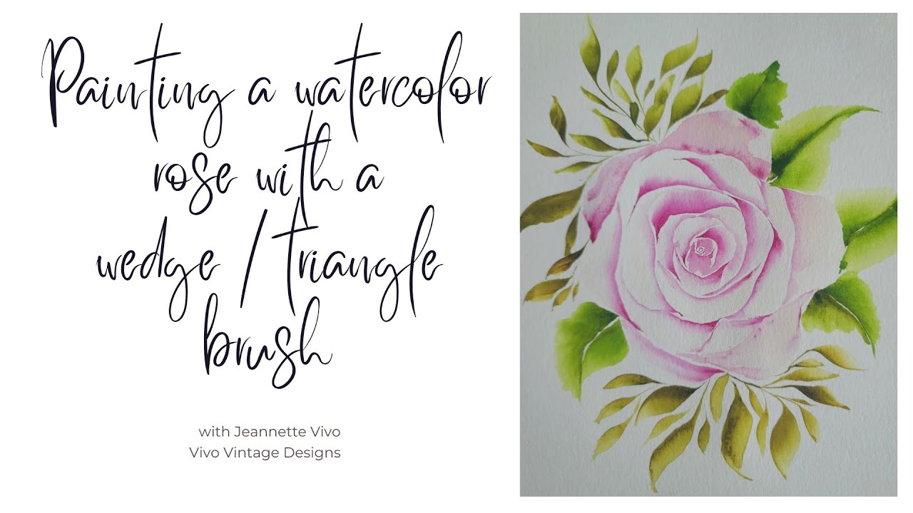 Painting a watercolor rose with a wedge / triangle brush