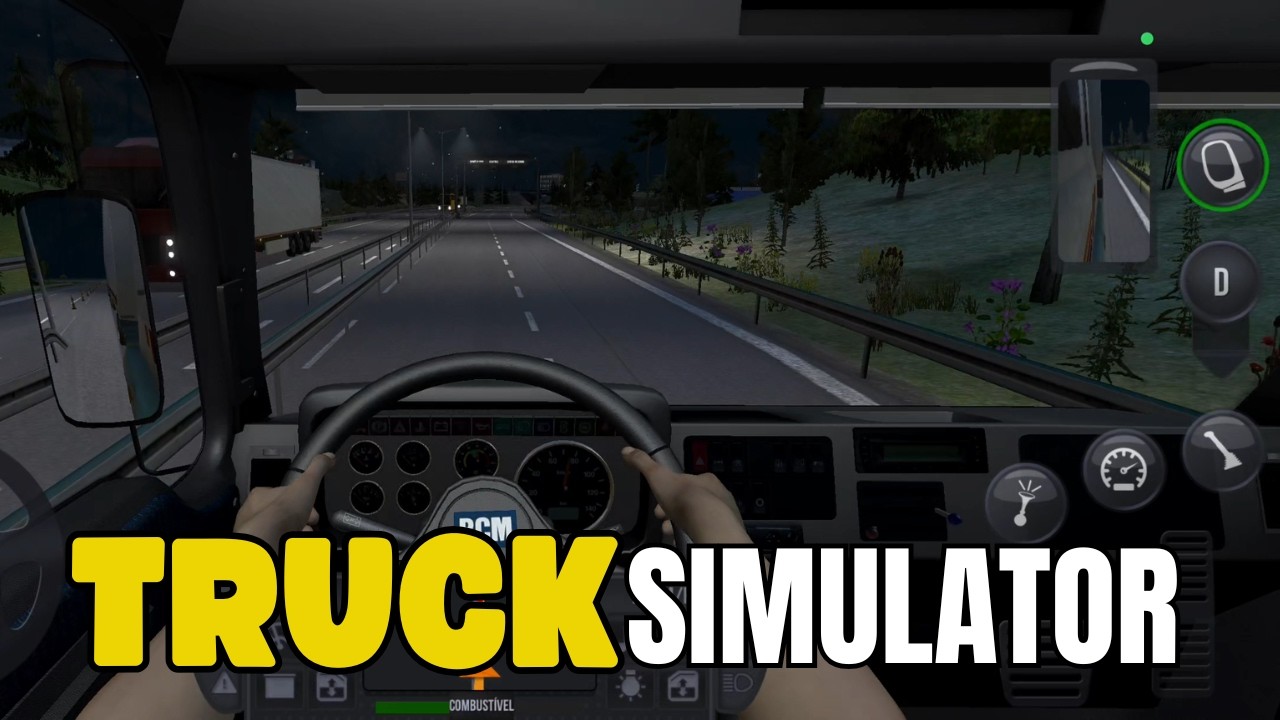 Truck Simulator: Driving to deliver a freight shipment at night