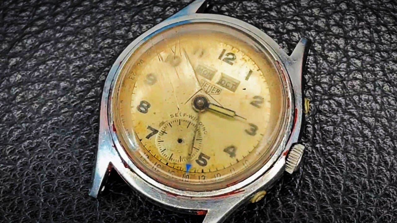 Very Rare - Heuer Triple Date Restoration From Worn Out To Beautiful Watch