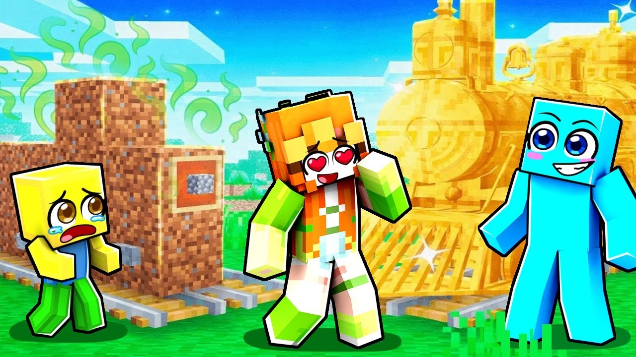Tren POBRE vs RICO en Reto de Construcci&oacute;n en Minecraft!