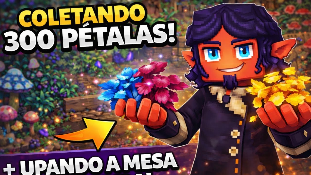 Coletando 300 Pétalas pra upar a Mesa da Fazenda no Hytale!!